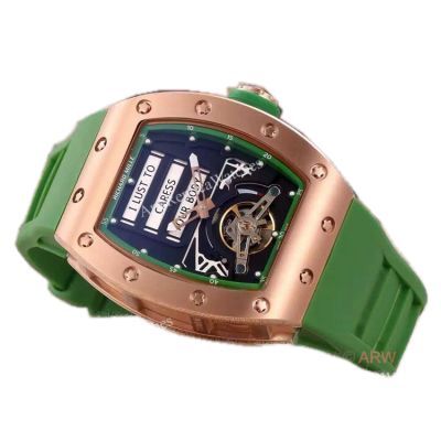 Replica Richard Mille RM 69 Erotic Tourbillon Watch Green Rubber strap